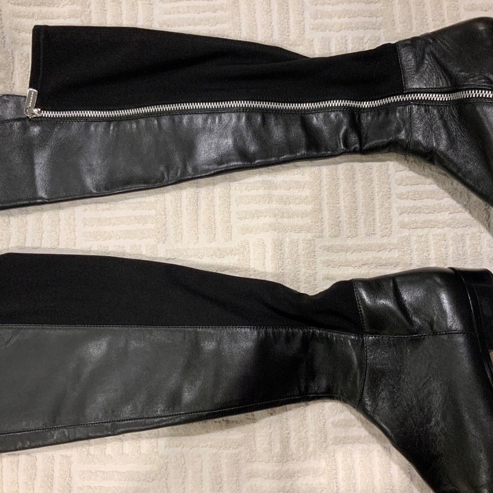 Michael Kors black Leather and Fabric Knee-High Boots